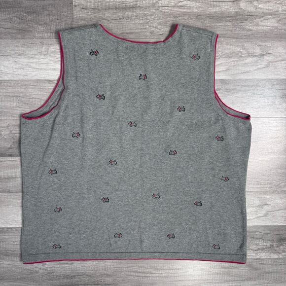 CJ Banks Dog Sweater Tank Top Plus Size 2X Gray Embroidered Sleeveless Shirt - Picture 6 of 6